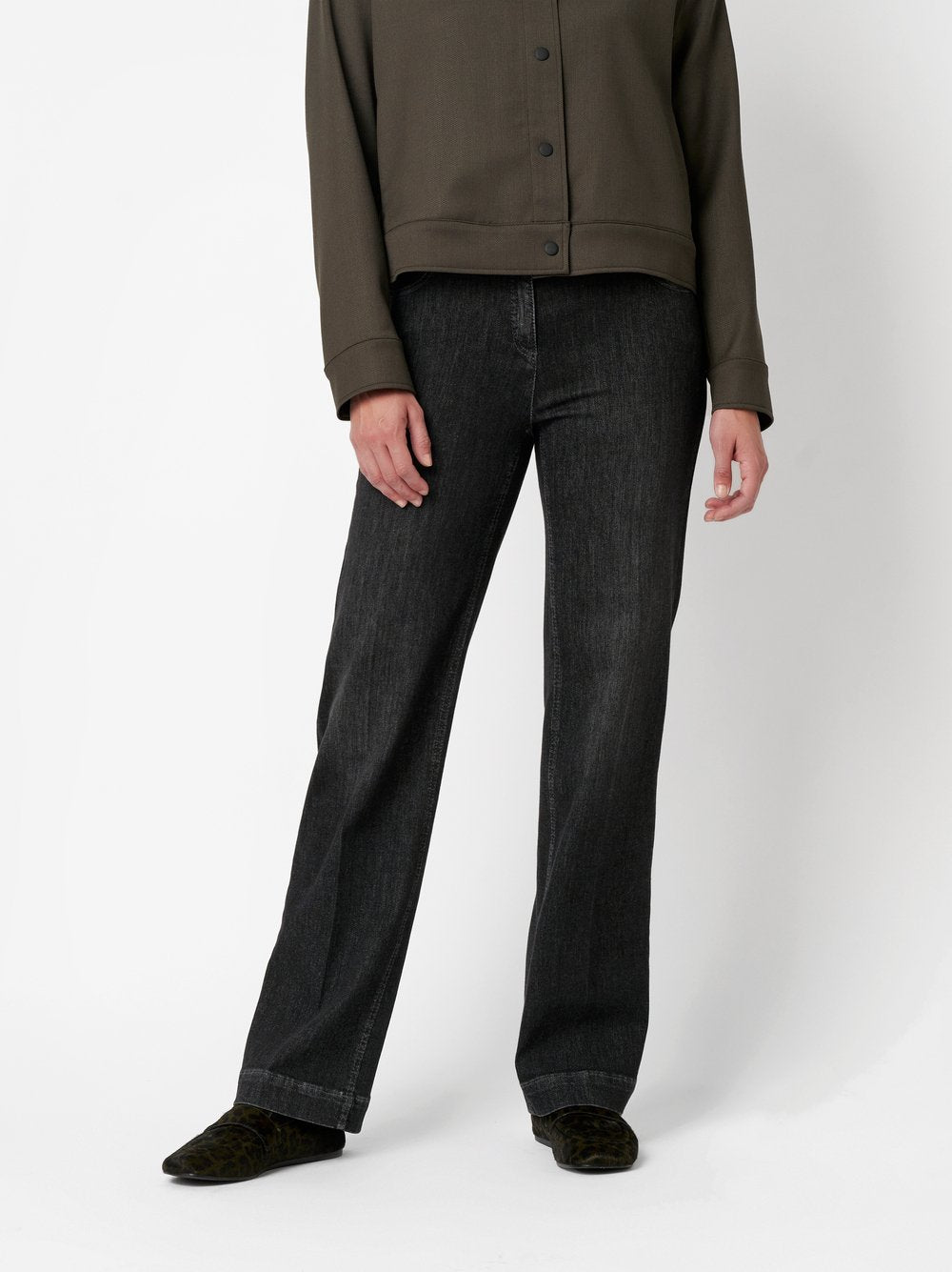 Wide Leg Denim Pull-On Pants