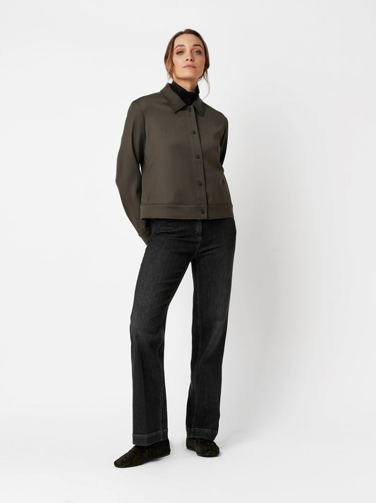 Wide Leg Denim Pull-On Pants