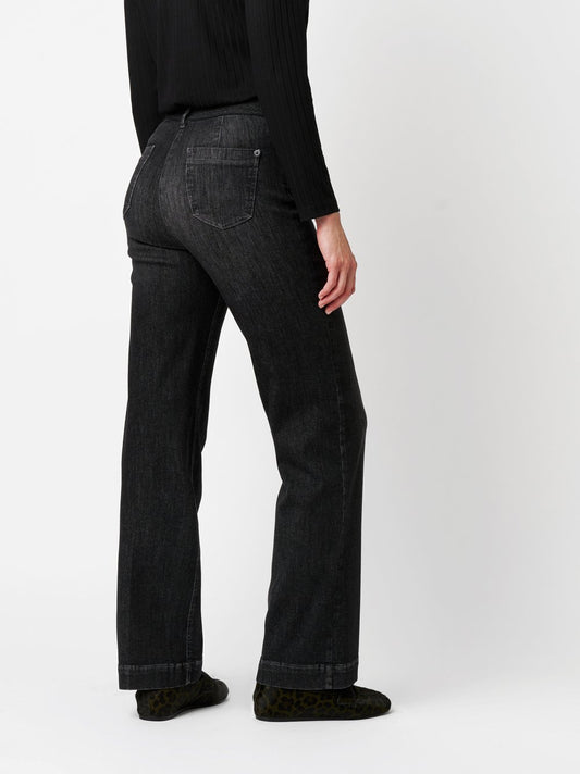 Wide Leg Denim Pull-On Pants