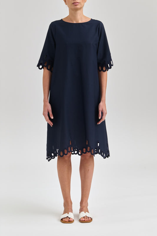 Guipure Lace Trim Cotton Dress