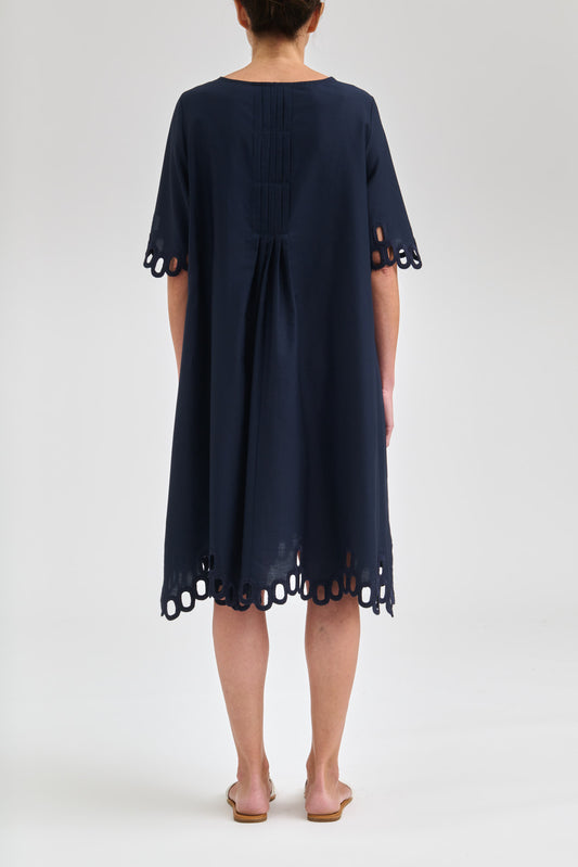 Guipure Lace Trim Cotton Dress