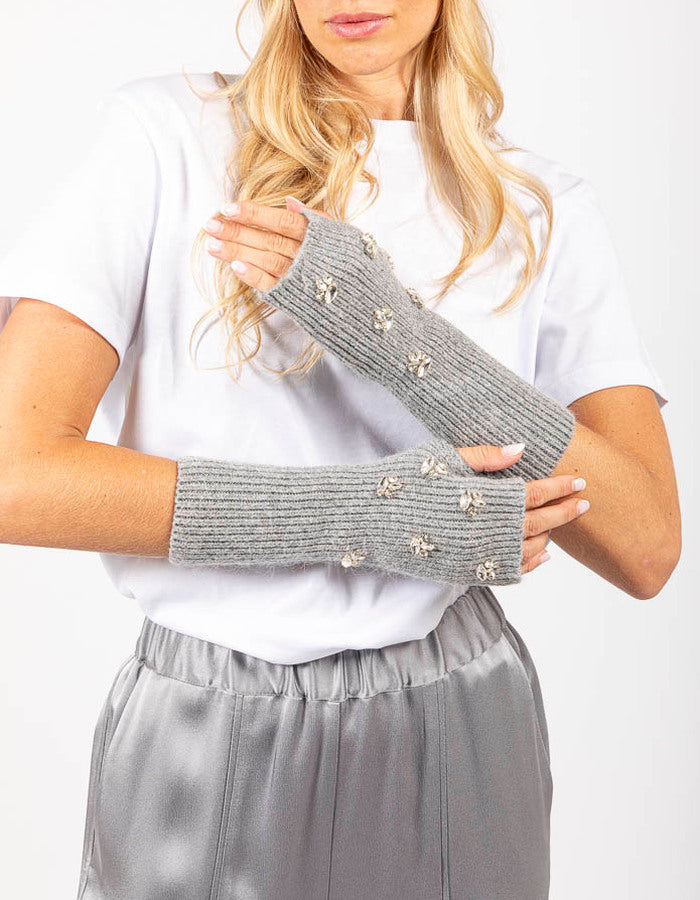 Gem Studded Fingerless Gloves + Toque