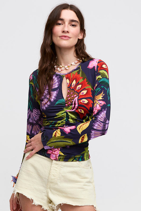 Rouched Jungle Fever Jersey Top