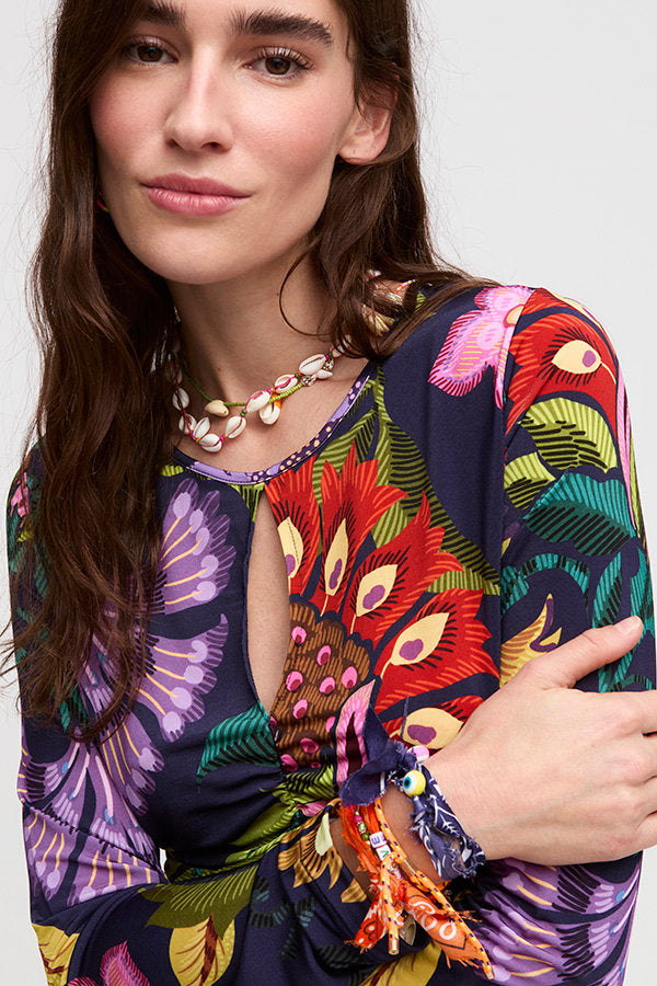 Rouched Jungle Fever Jersey Top