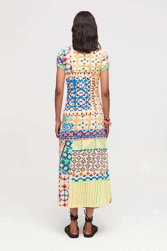 Painted Mosaic Cotton Knit Dress