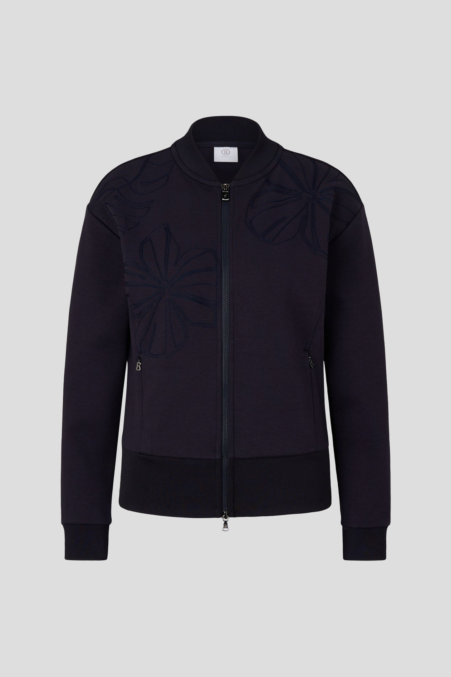 Floral Embroidered Sweatshirt Jacket