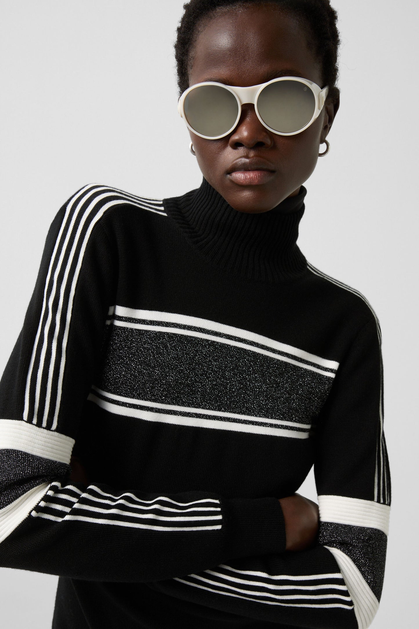 Sparkle Detailed Athleisure Mock Neck Sweater