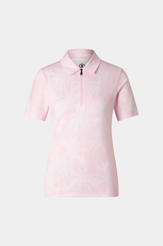 Fine Jersey Zip Palm Tree Polo Top