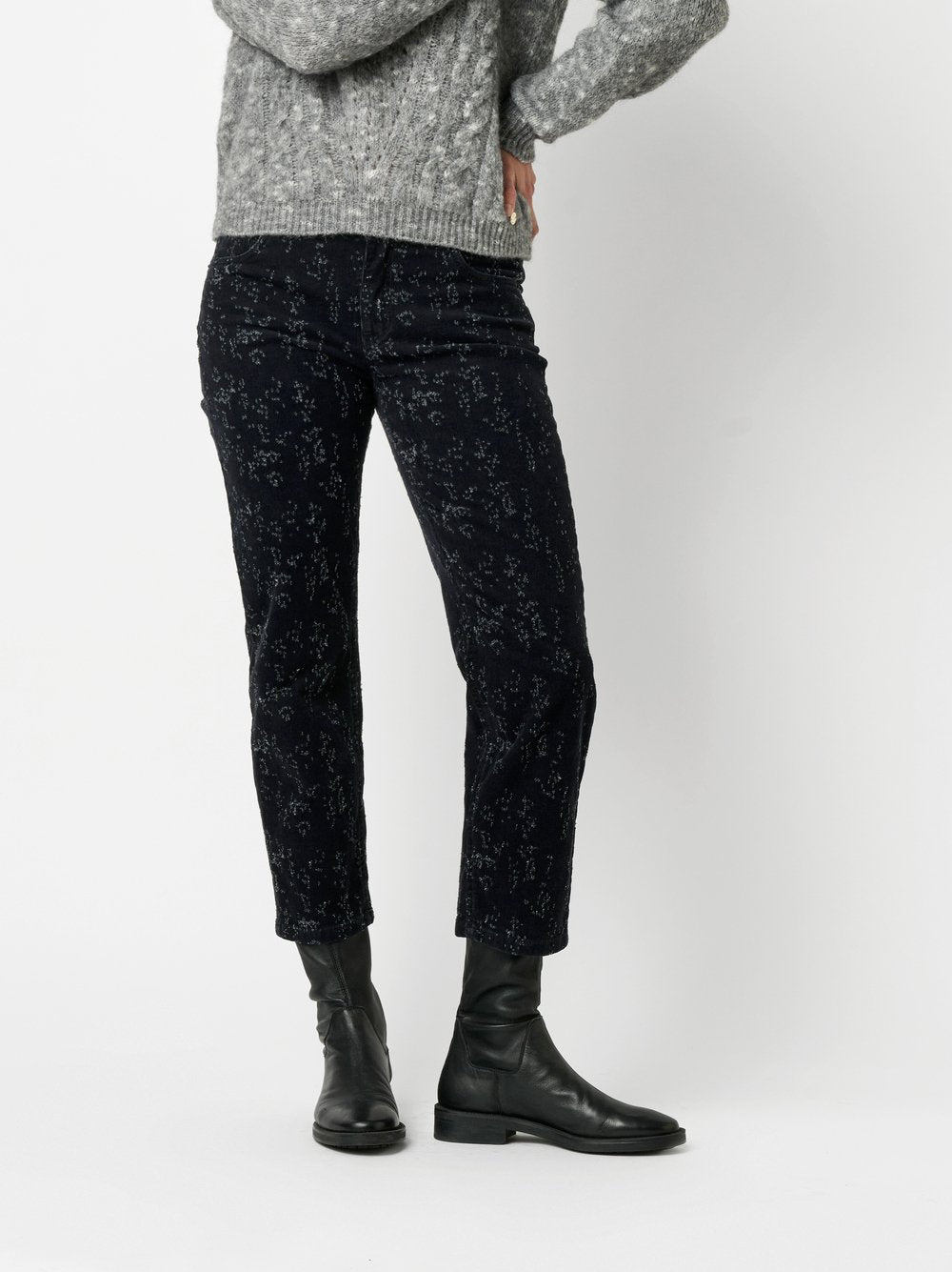 Distressed Ribbed Corduroy Pants