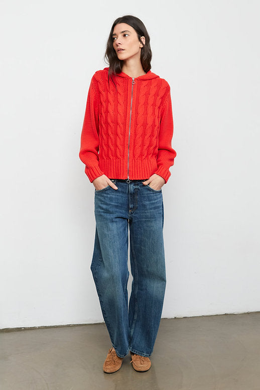 Chunky Cable Knit Zip Jacket