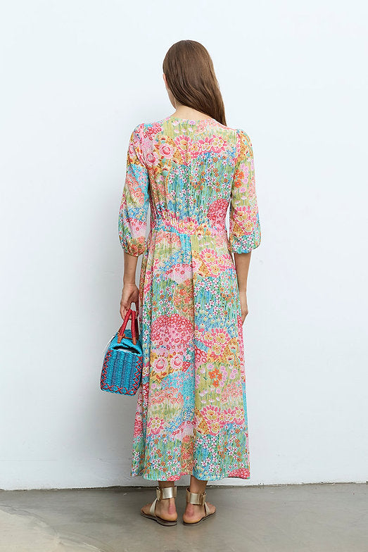 Wispy Floral Garden Long Dress