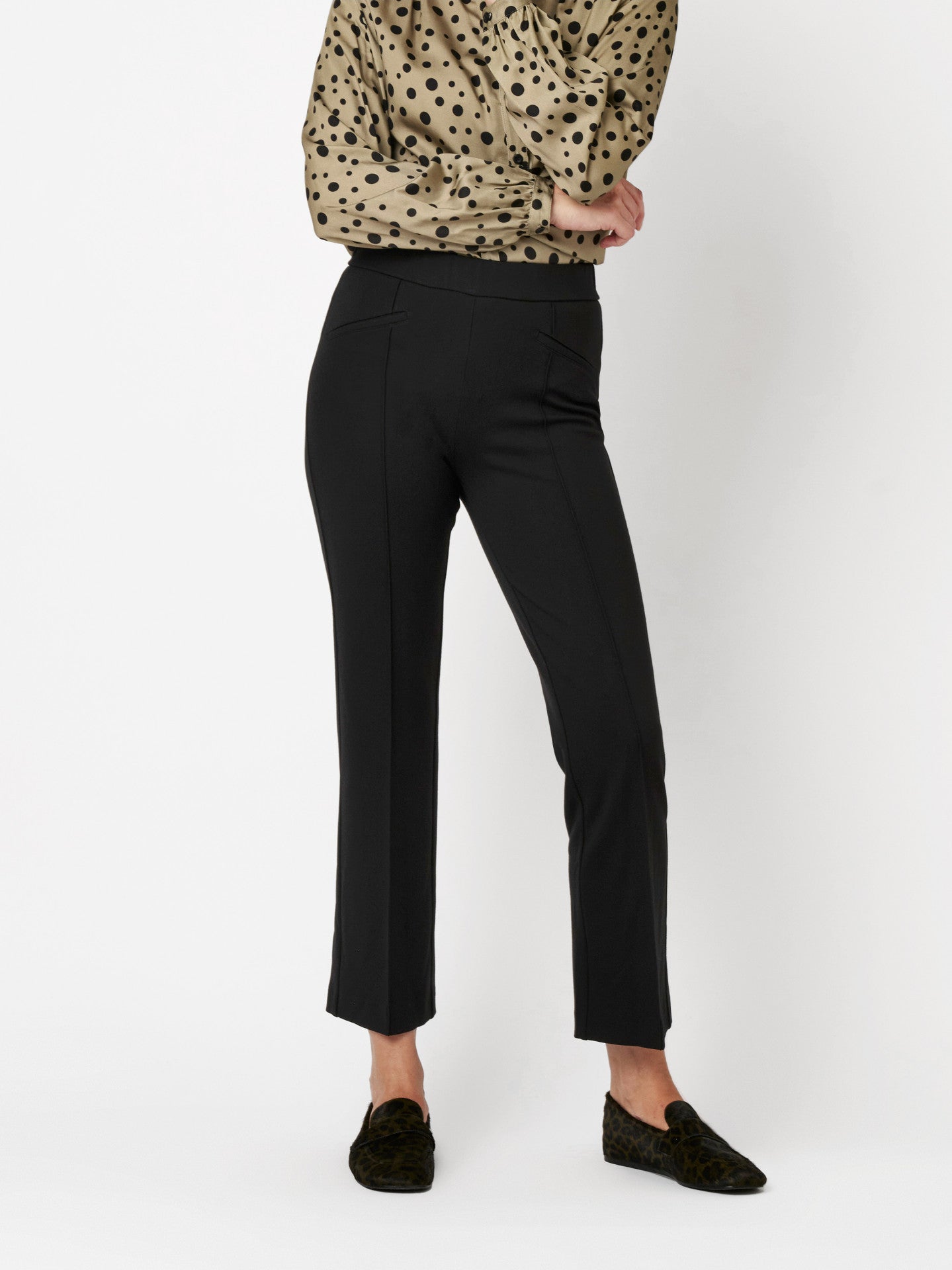 Cropped Cotton Knit Pull-On Pant