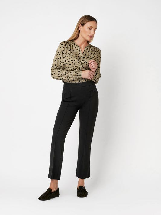 Cropped Cotton Knit Pull-On Pant