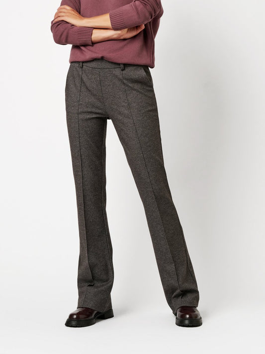 Flared Twill Flannel Pull-On Pants