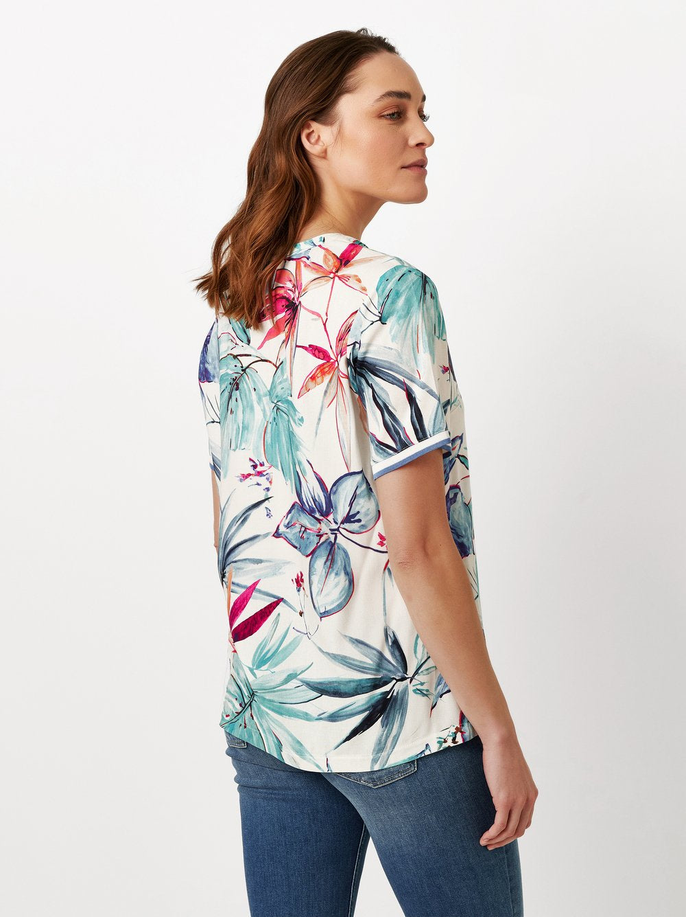 V-Neck Fresh Floral Cotton Top