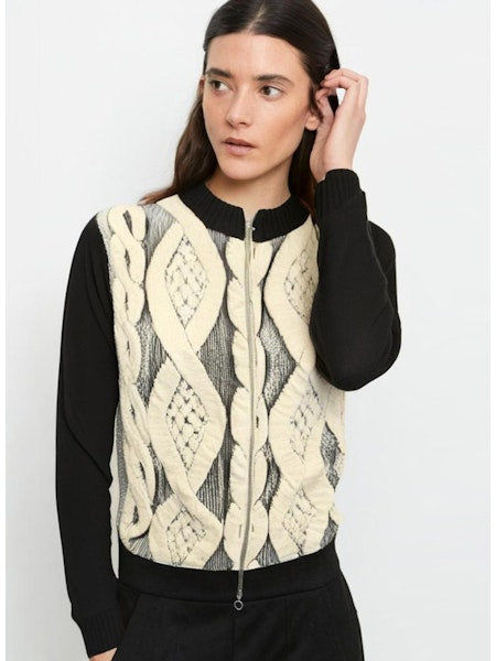 Cable Applique Zip Cardigan