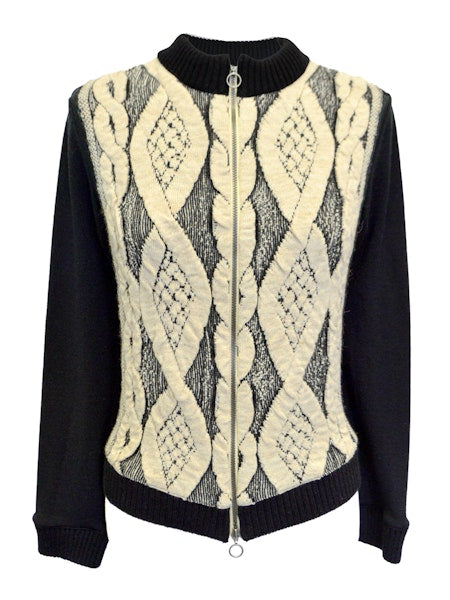 Cable Applique Zip Cardigan
