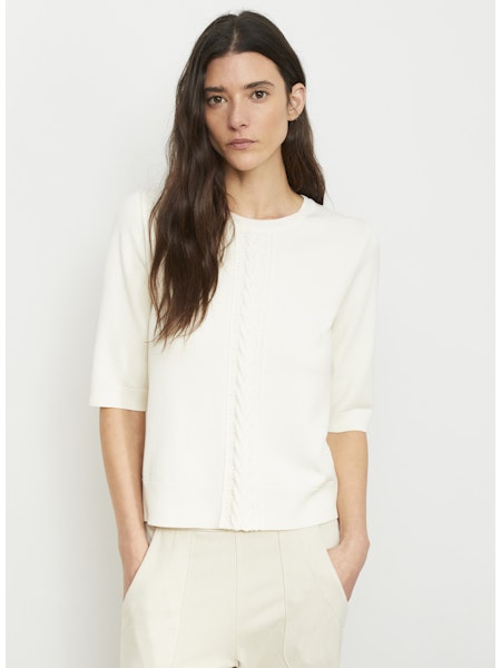 Cable Applique Half-Sleeve Top