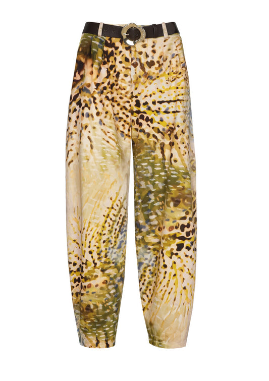 Leopard Print Belted Baggy Pant