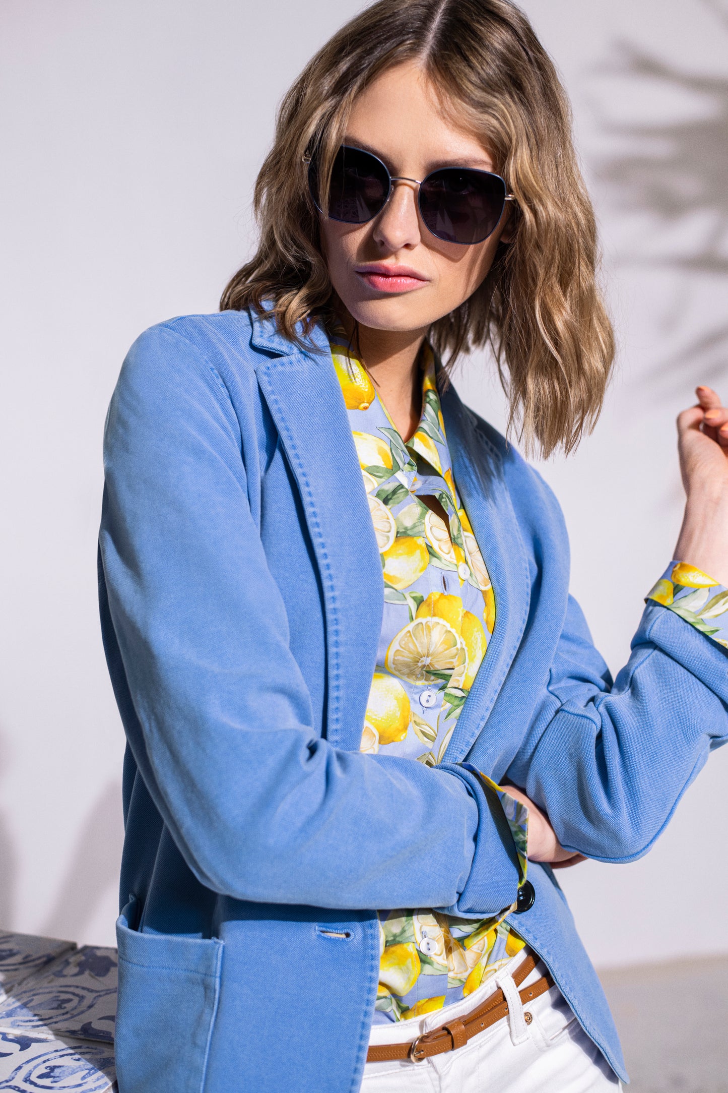 Stitched Cotton Jersey Blazer