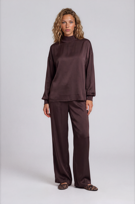 Sparkle Mock-Neck Silky Sweater