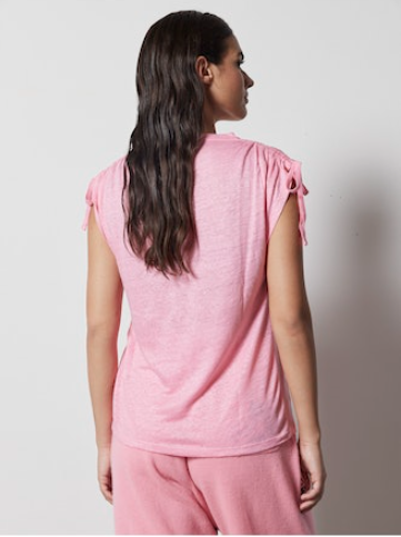 Rouched Shoulder Linen Tee