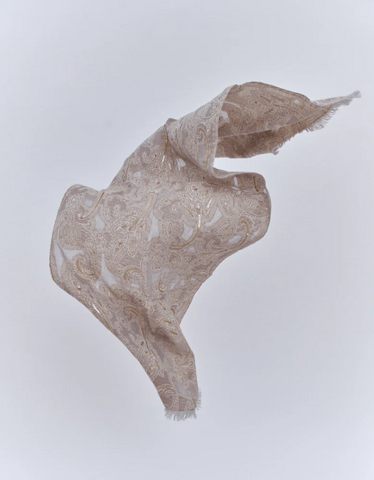 Sparkle Stitched Paisley Wool Shawl