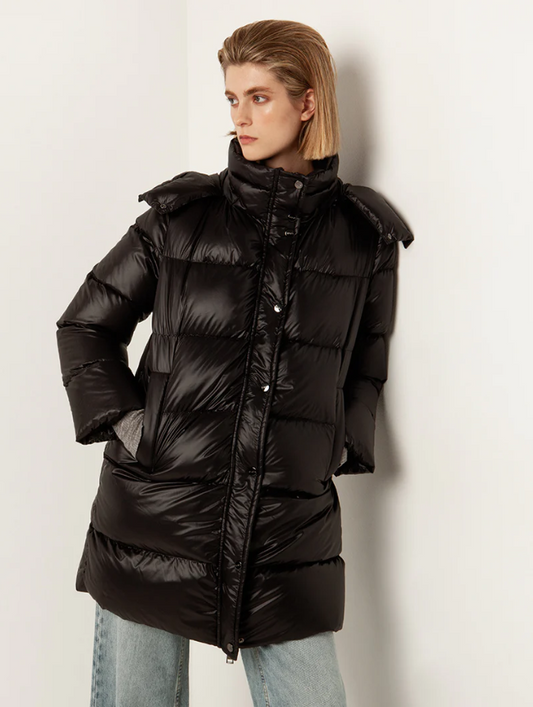 Lacquered Goose Down Coat