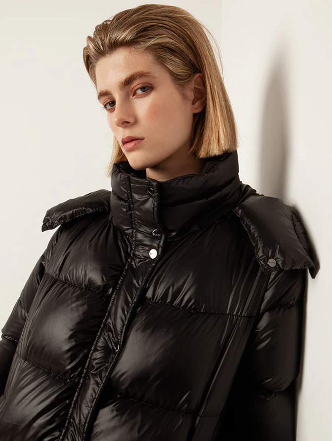 Lacquered Goose Down Coat