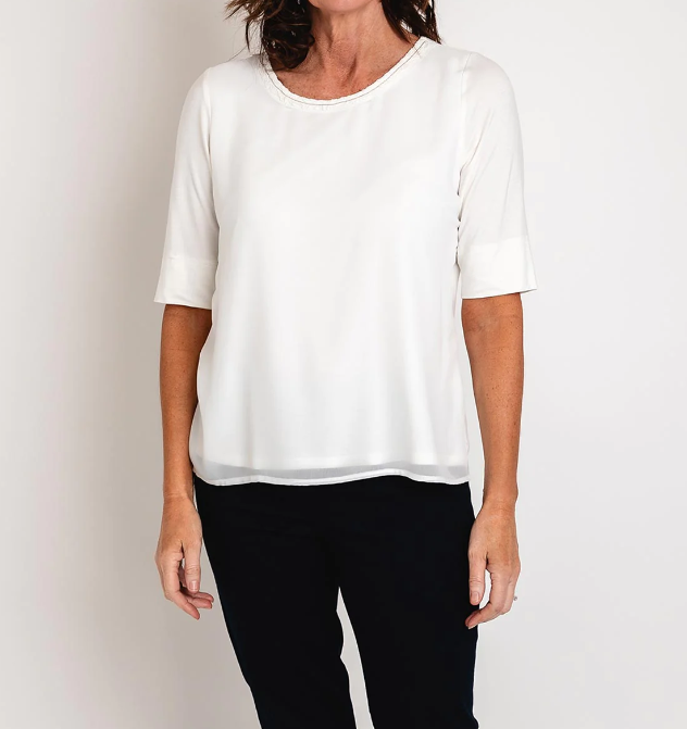 Classic Tee with Lace trim Neckline
