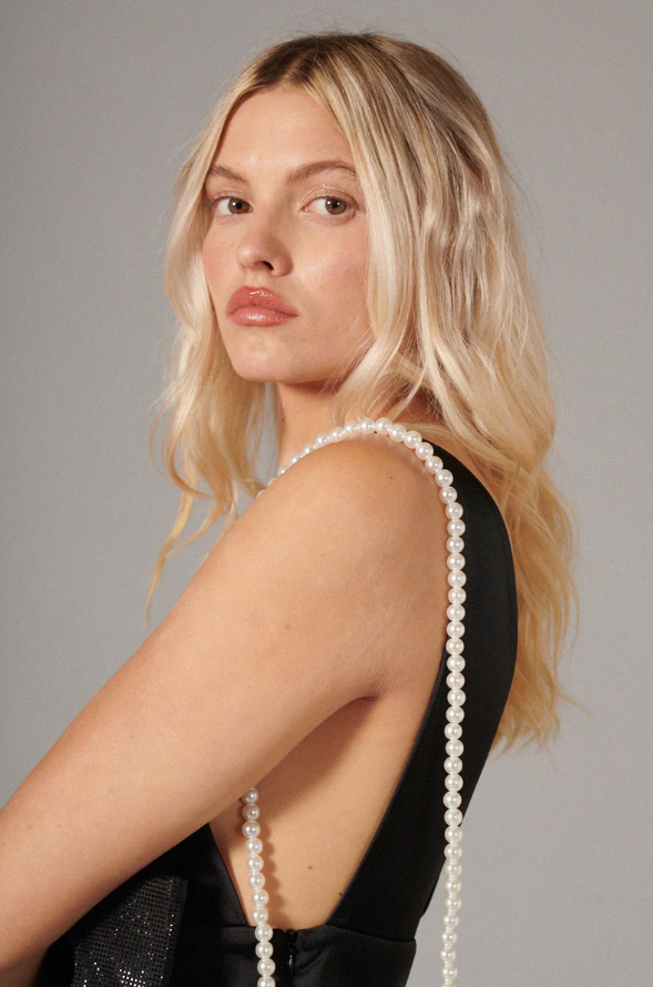 Long White Pearl Beaded Phone Chain