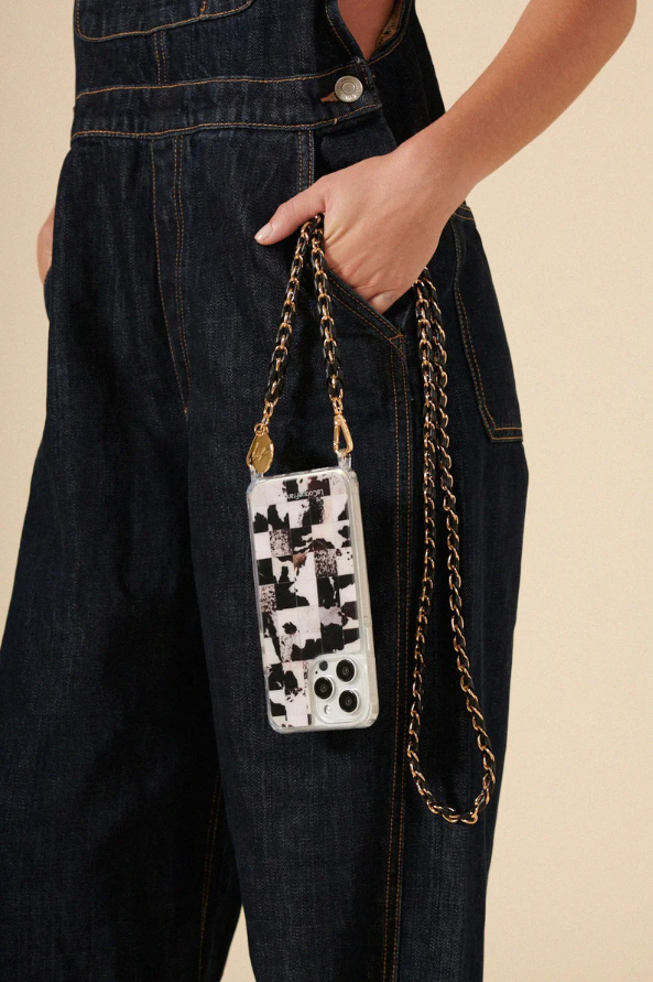 Chanel Inspired Leather & Metal Links Chain