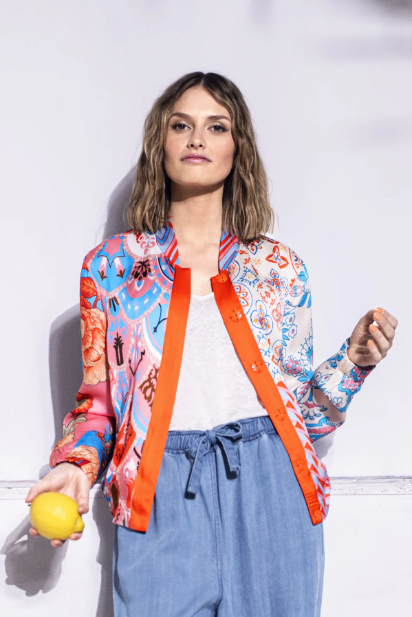 Pucci-Style Satin Bomber Jacket