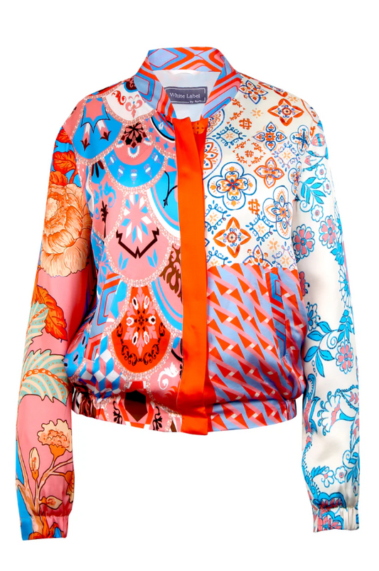 Pucci-Style Satin Bomber Jacket