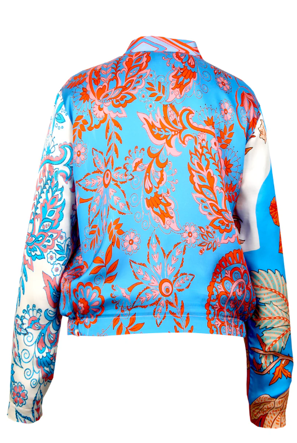 Pucci-Style Satin Bomber Jacket