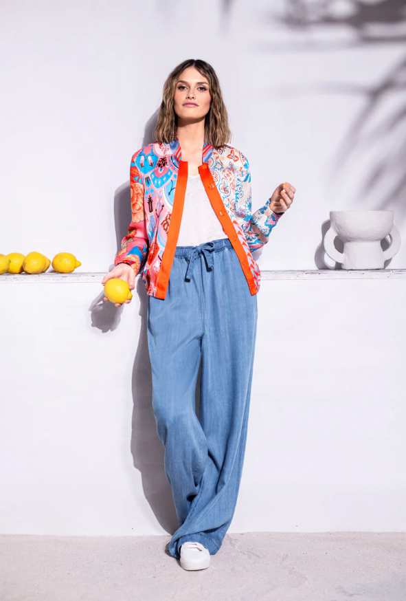 Pucci-Style Satin Bomber Jacket