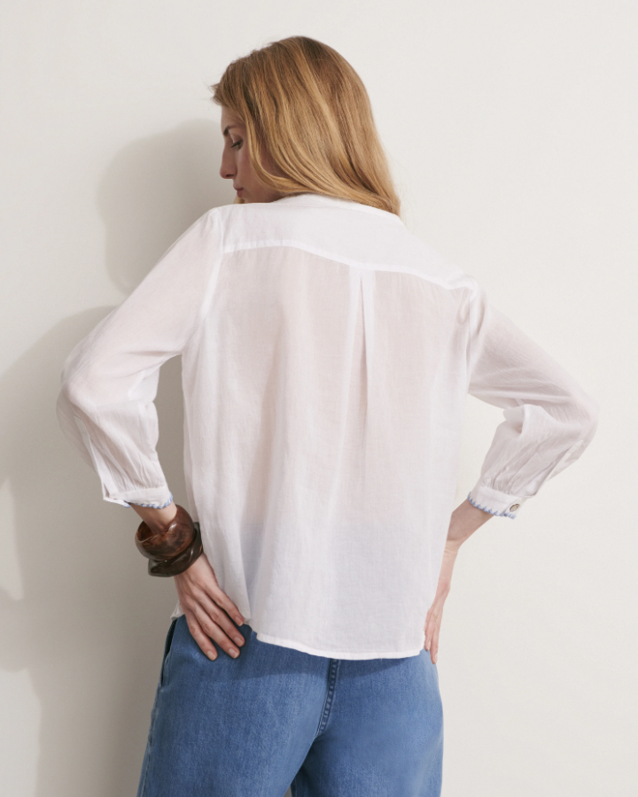 Embroidered Cotton Voile Shirt Blouse