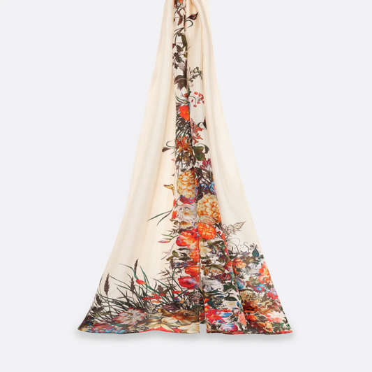 "Basket of Flowers" Silk Shawl