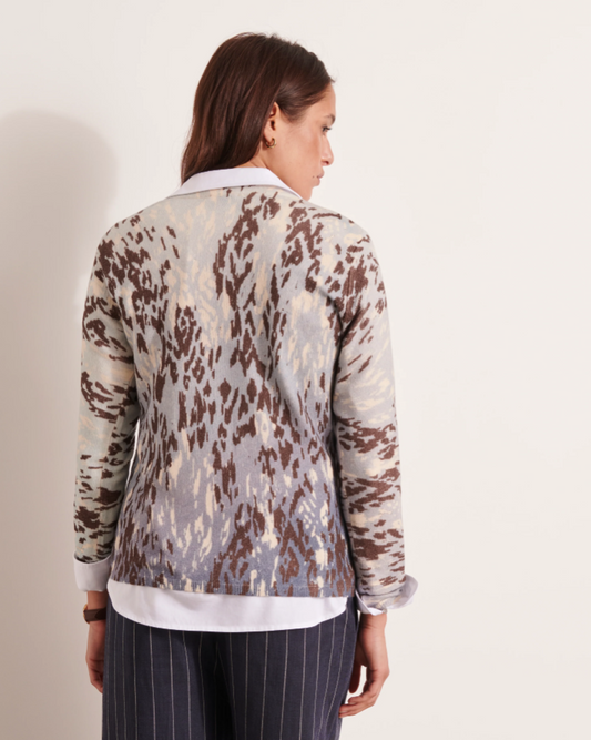 Animalistic Ombre Wool V-Neck Sweater