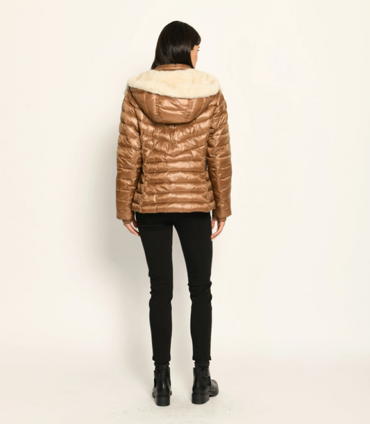Fur Hooded Quilted Zip Jacket