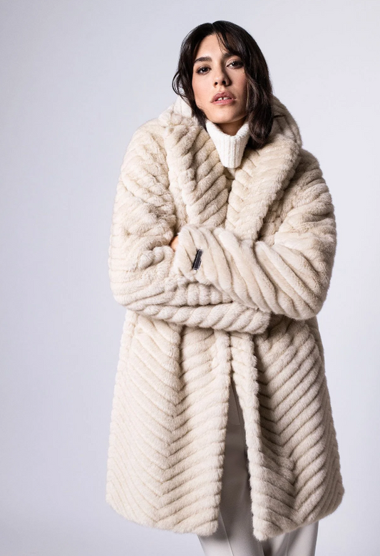 Fendi-Style Zig Zag Faux Fur Coat