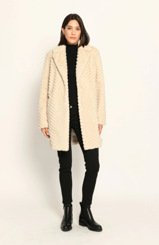Fendi-Style Zig Zag Faux Fur Coat