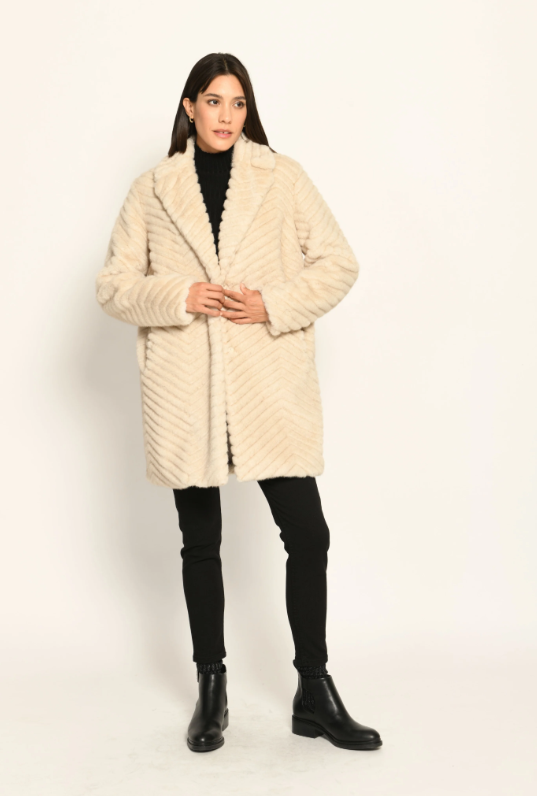 Fendi-Style Zig Zag Faux Fur Coat
