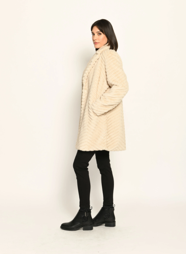 Fendi-Style Zig Zag Faux Fur Coat