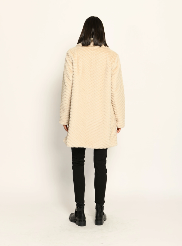 Fendi-Style Zig Zag Faux Fur Coat