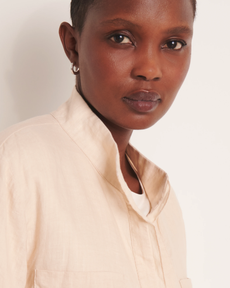 Classic Linen V-Neck Shirt Blouse