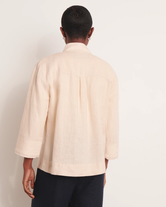 Classic Linen V-Neck Shirt Blouse