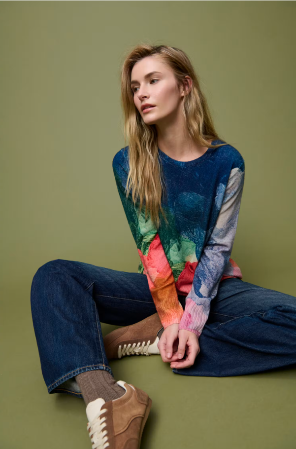 Watercolour Abstract Cashmere Blend Sweater