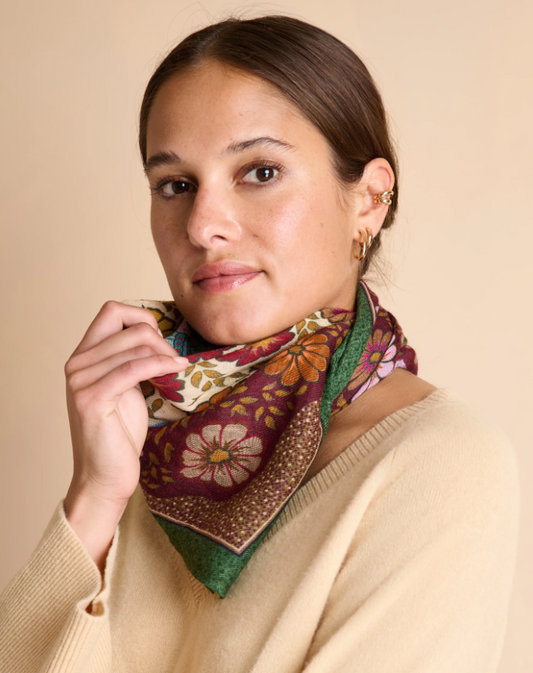 Horse Motif Wool Twill Scarf