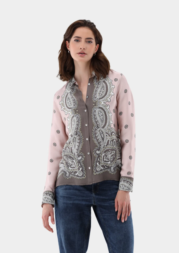 Twill Satin Paisley Blouse